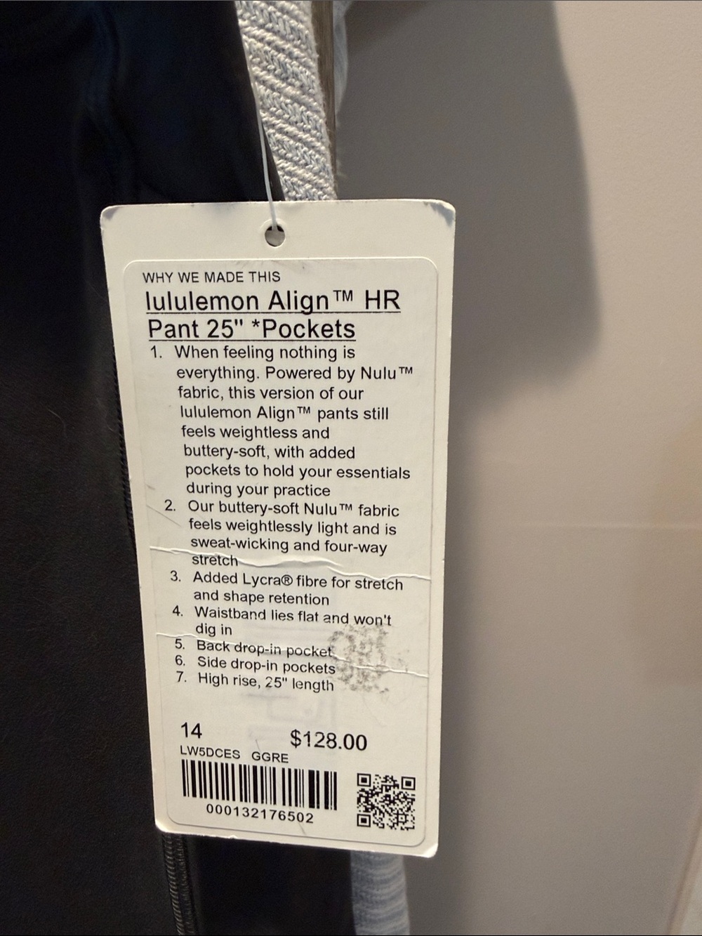 lululemon Align HR Pant 25" with Pockets - charcoal gray - size 14 - Picture 2 of 2